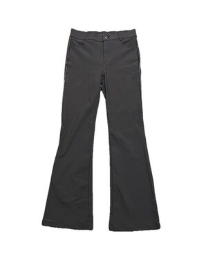 Elaine Kim Tech Stretch Flare Pant Brown Size Medium Vegan Leather Side Piping